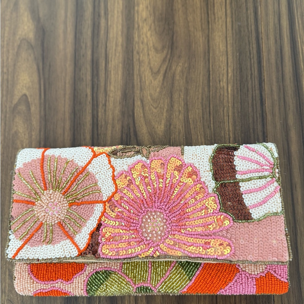 Lulu’s Floral Beaded Clutch